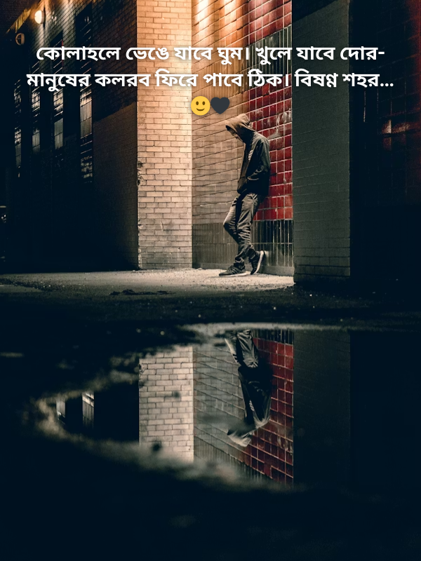 কোলাহলে ভেঙে যাবে ঘুম। খুলে যাবে দোর- মানুষের কলরব ফিরে পাবে ঠিক। বিষণ্ণ শহর…🙂🖤.png