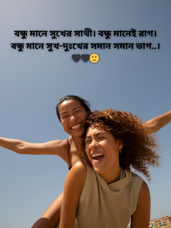 বন্ধু মানে সুখের সাথী। বন্ধু মানেই রাগ। বন্ধু মানে সুখ-দুঃখের সমান সমান ভাগ..।🖤🖤🙂.png